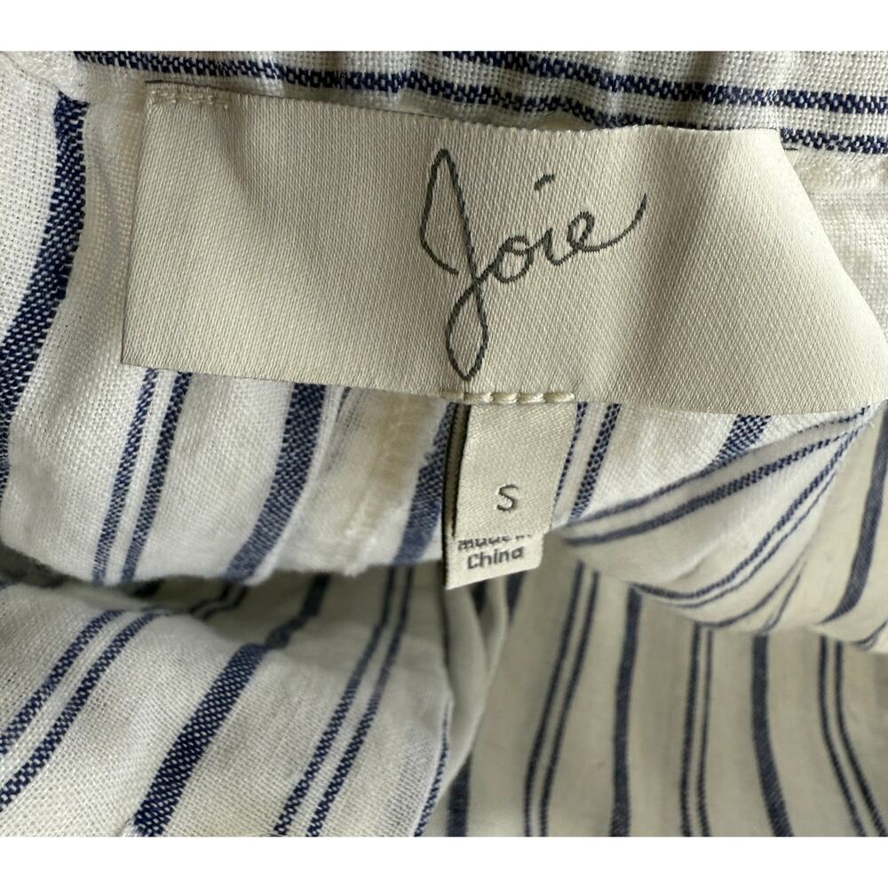 Joie Striped Linen Cotton Drawstring Pants Blue White Coastal Small - Picture 4 of 11